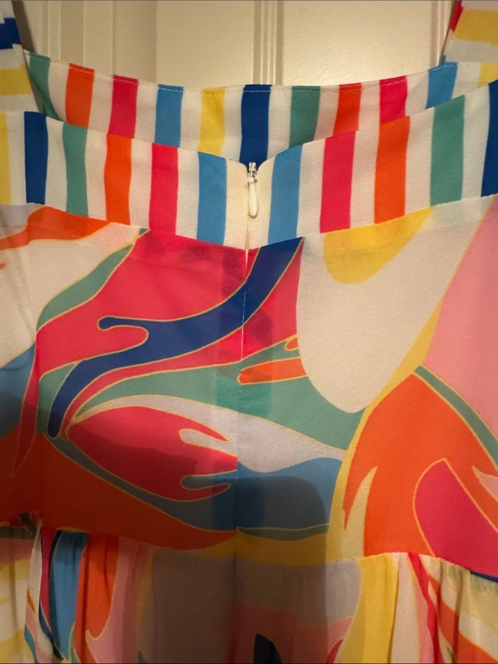 Flying Tomato Multicolor Abstract Tie-Shoulder Maxi Dress